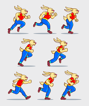 Animated_ Running_ Rabbit_ Sprite_ Sheet PNG with transparent background