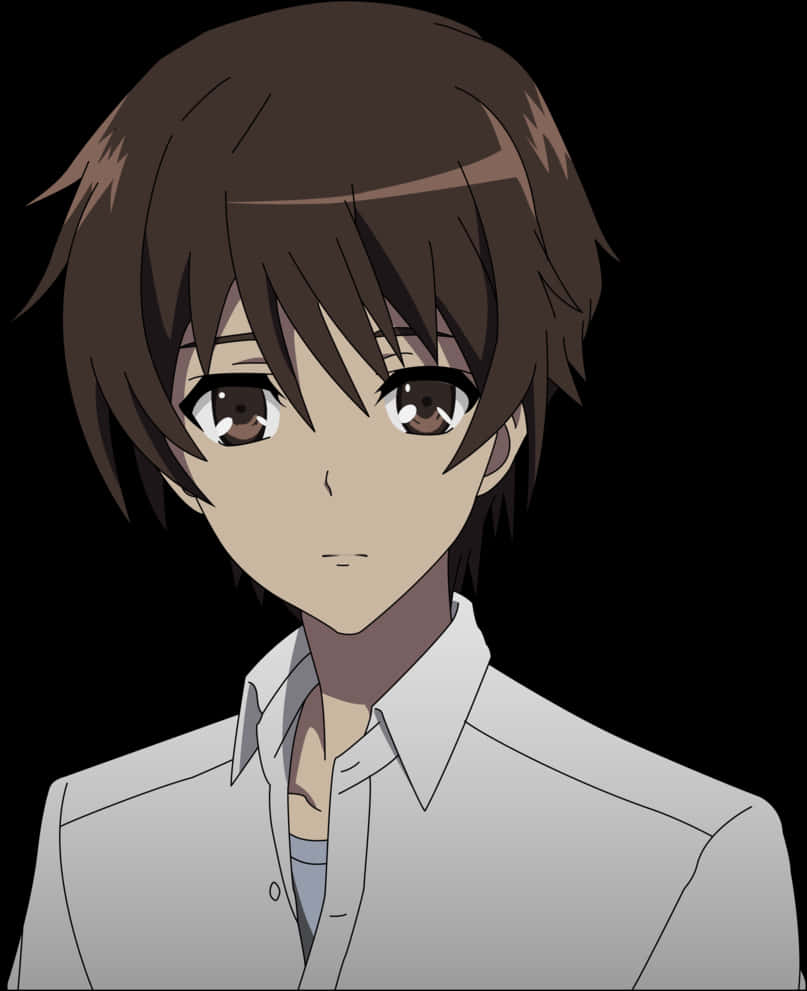Animated Sad Boy Png Image - Anime Boy Brown Hair Brown Eyes, Transparent Png PNG with transparent background