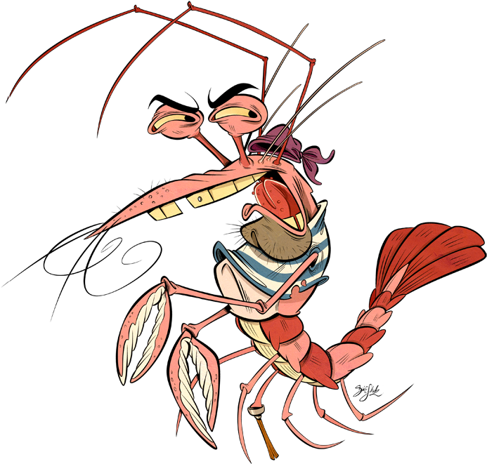 Animated Shrimp Character Illustration