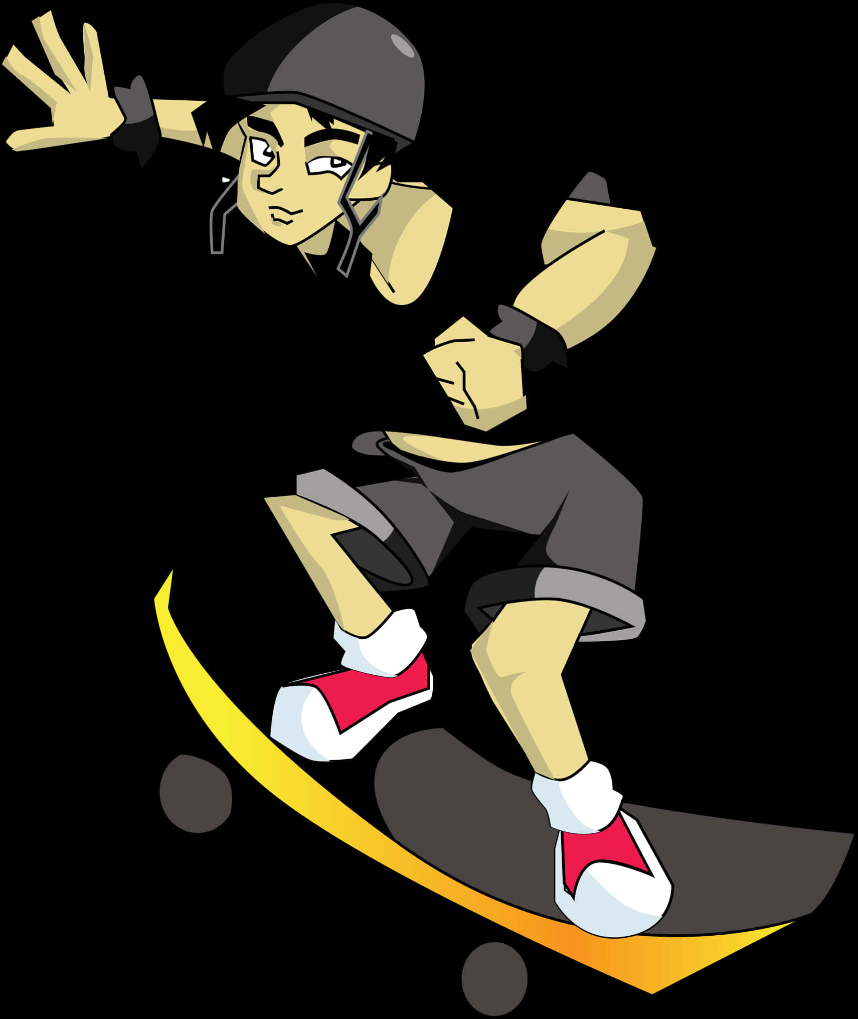 Animated Skateboarder Trick Stance PNG with transparent background