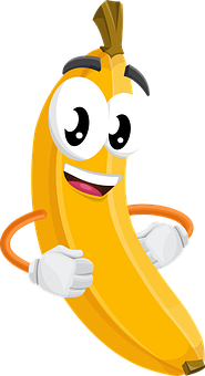 Animated Smiling Banana Character PNG with transparent background