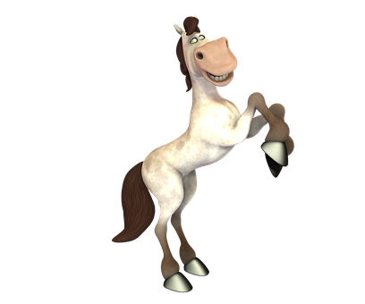 Animated Smiling Horse Standing On Hind Legs