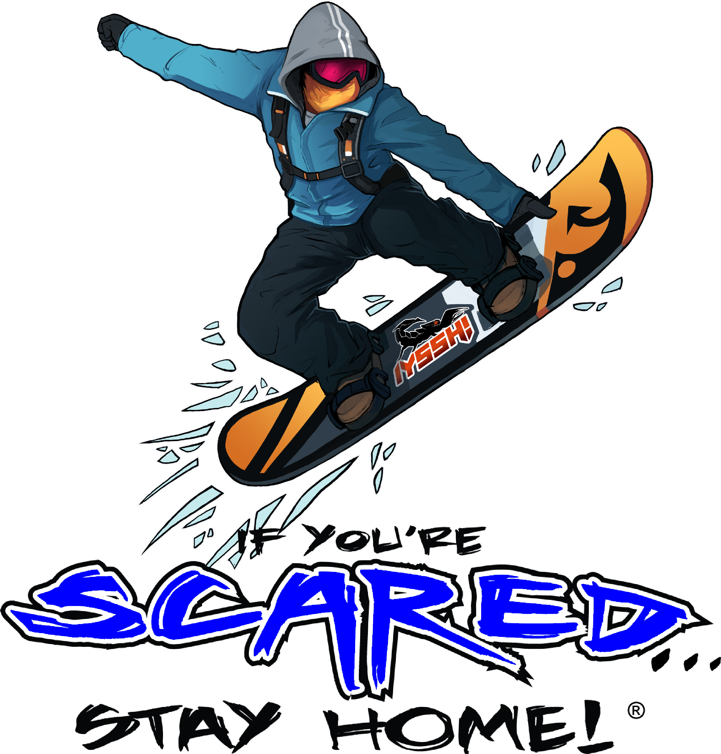 Animated Snowboarder Action Pose PNG with transparent background