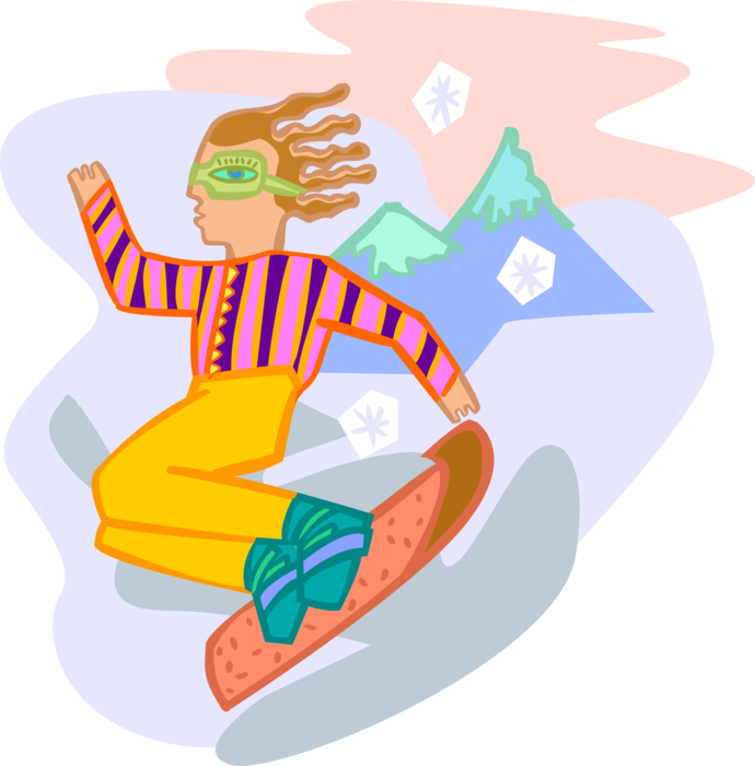 Animated Snowboarder Action PNG with transparent background