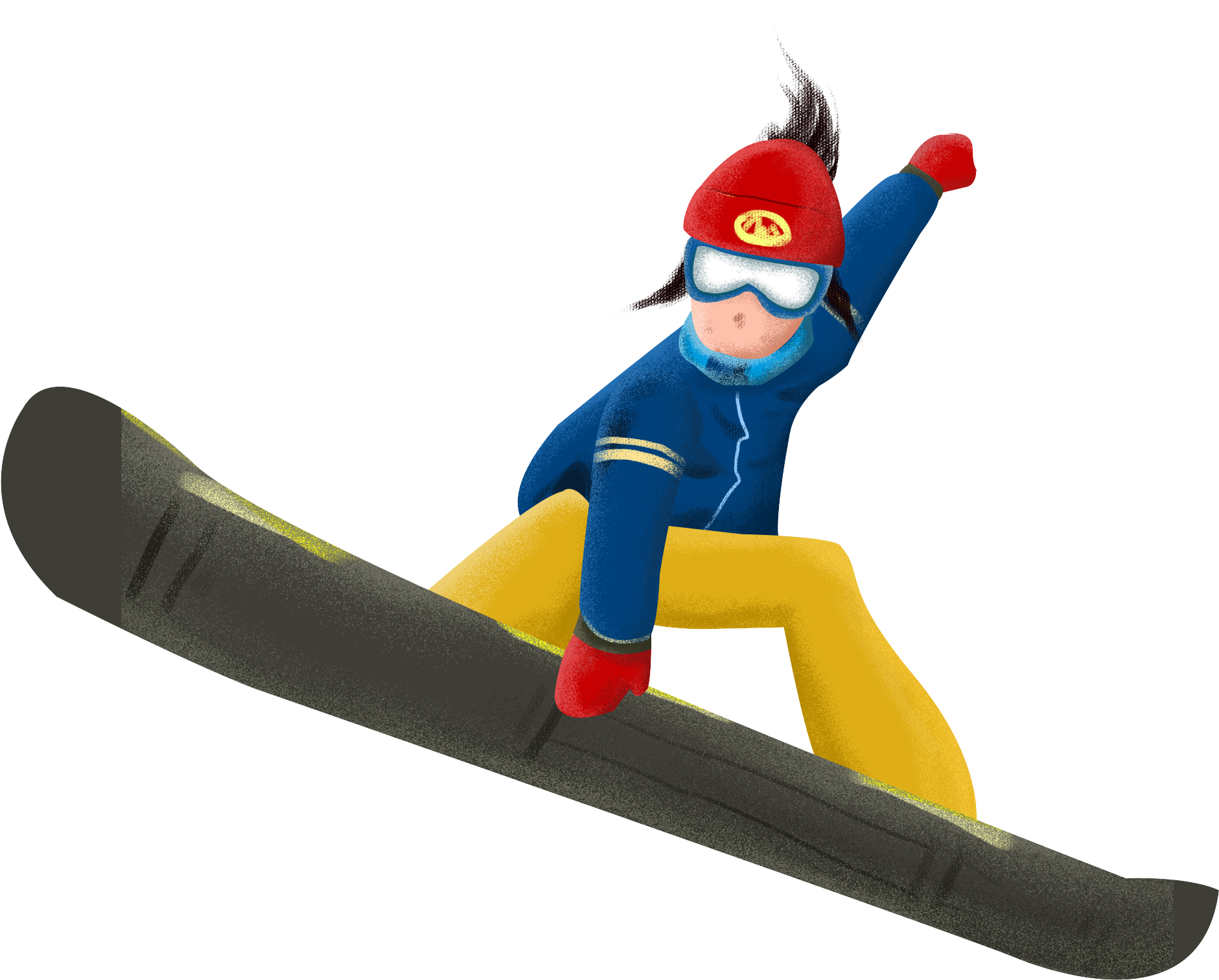 Animated Snowboarder In Action.png PNG with transparent background