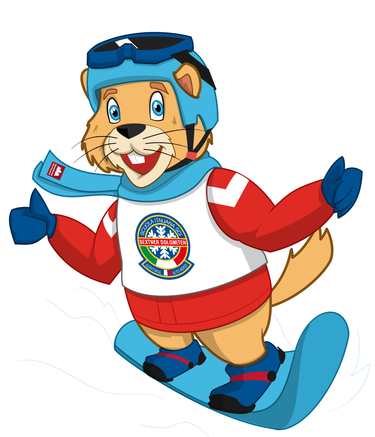 Animated Snowboarding Mascot PNG with transparent background