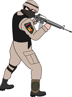 Animated_ Soldier_with_ Rifle_ Vector PNG with transparent background