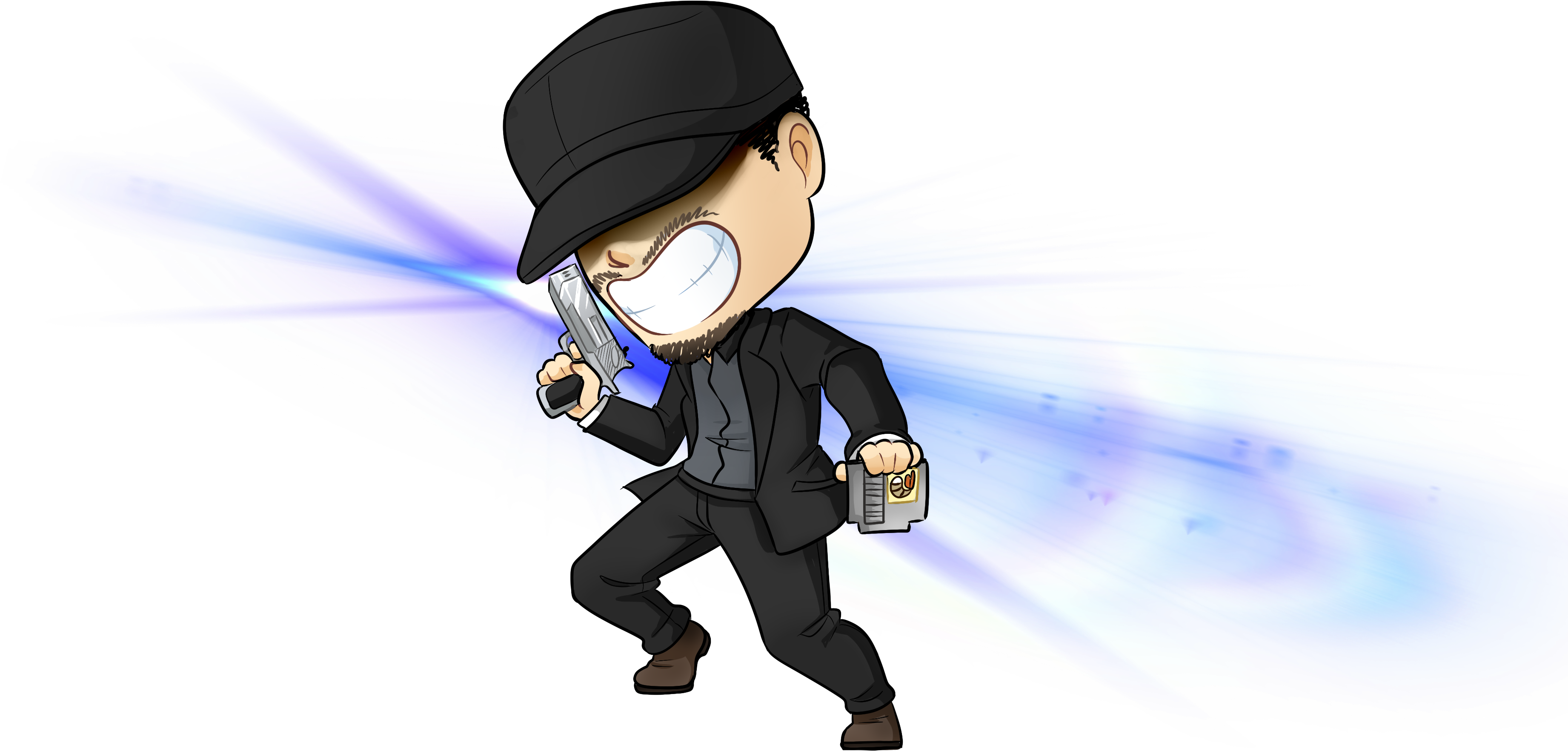 Animated Spy Character With Energy Trail