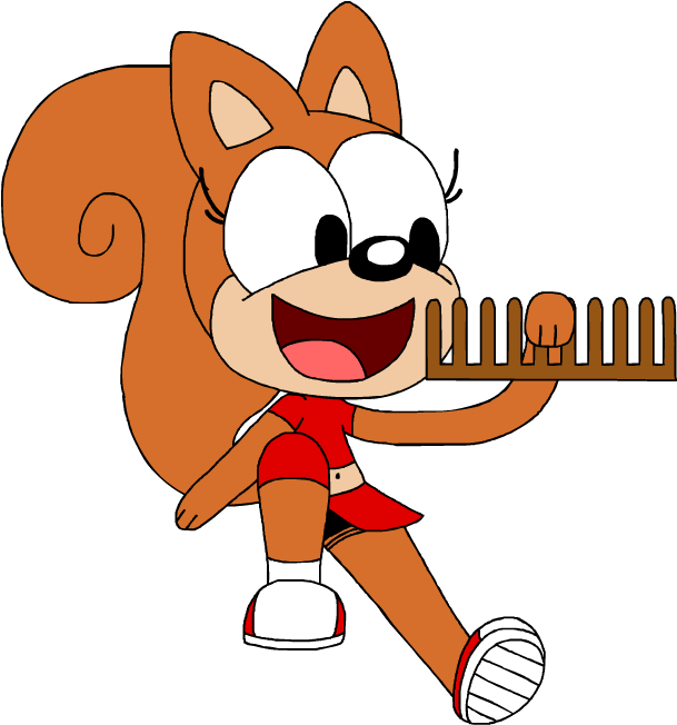 Animated Squirrel Character Holding Comb