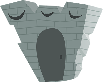 Animated Stone Face Door Design PNG with transparent background