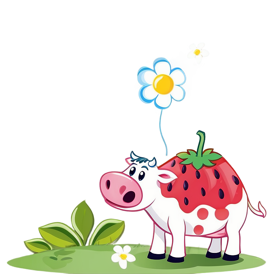 Animated Strawberry Cow Image Png 06252024