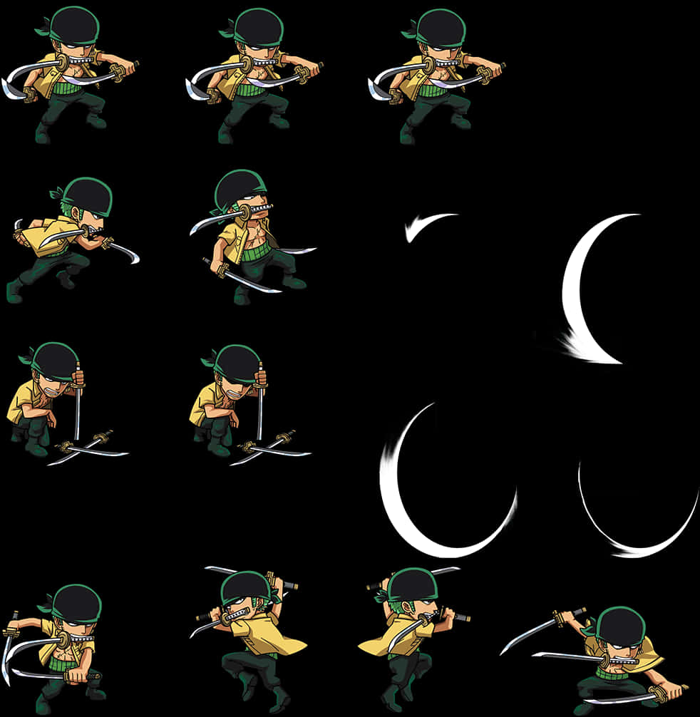 Animated_ Swordsmanship_ Sequence PNG with transparent background