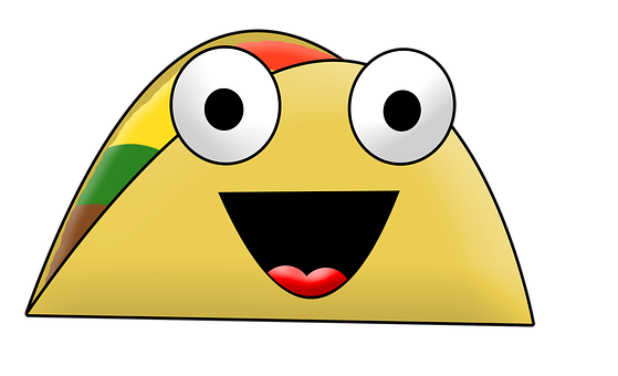 Animated Taco Character Smiling PNG with transparent background