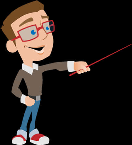 Animated Teacher With Pointer Clipart