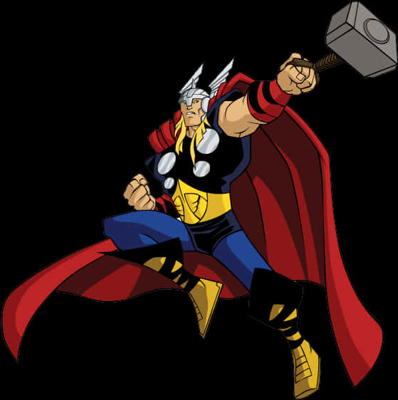 Animated Thor With Mjolnir PNG with transparent background