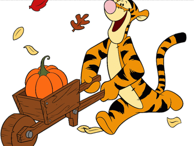 Animated Tiger Pulling Wagonwith Pumpkin