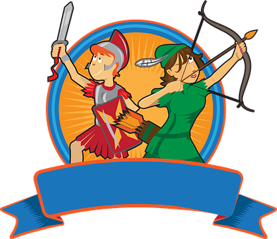 Animated Warrior Duo PNG with transparent background