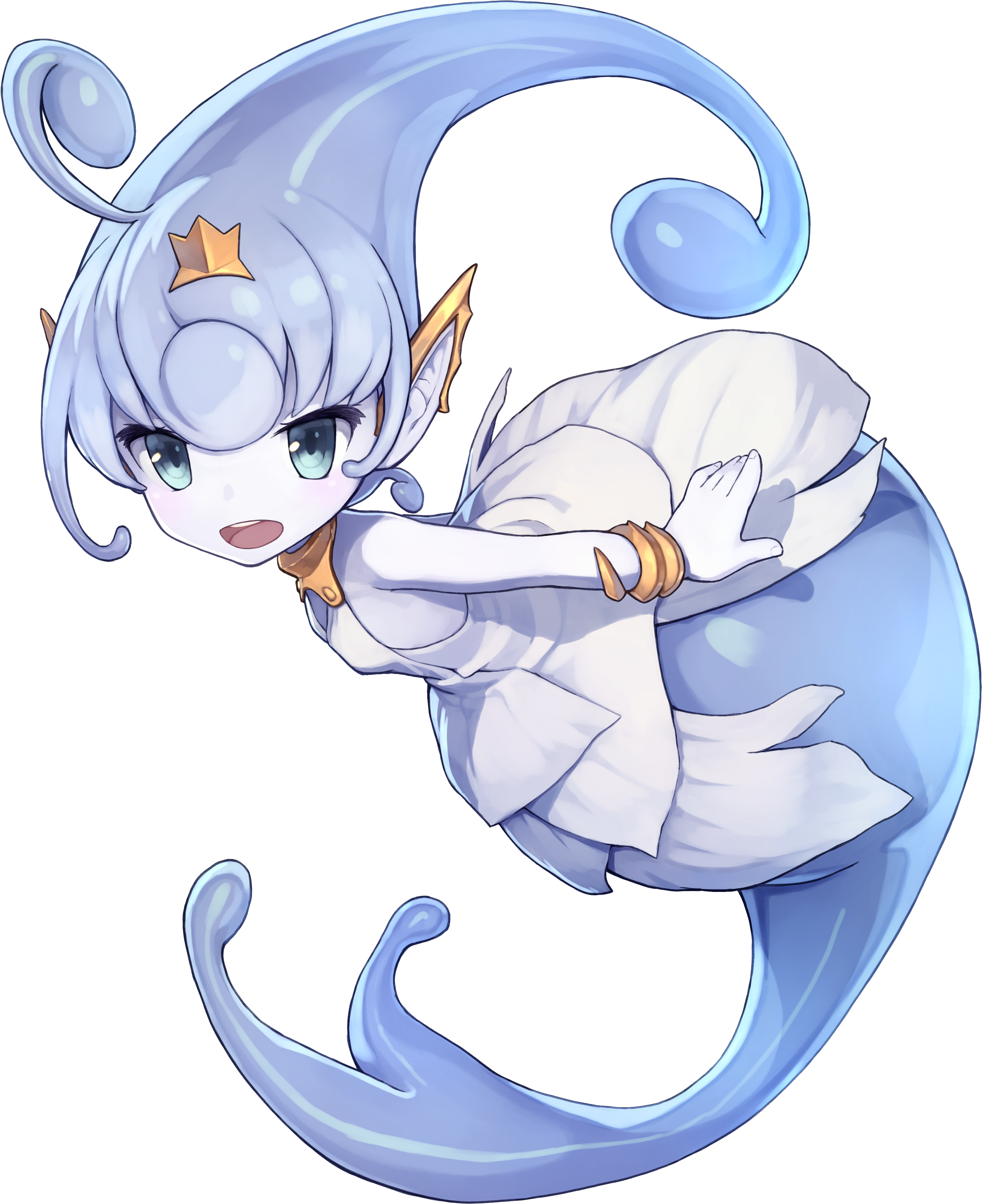 Animated Water Genie Character PNG with transparent background
