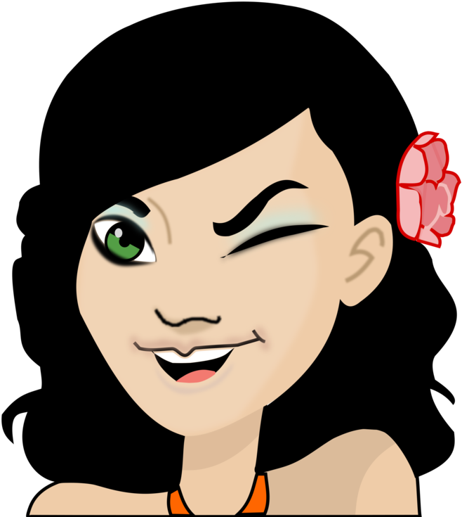 Emotion,hairstyle,art - Winking Girl Clip Art, HD Png Download PNG with transparent background