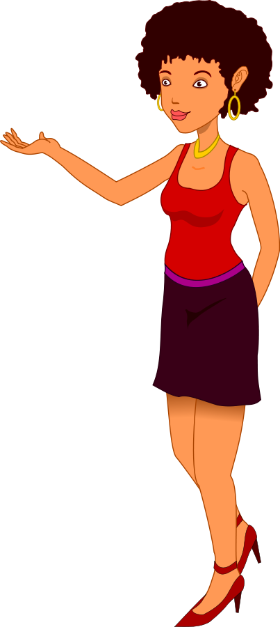 Animated Woman Presenting Something