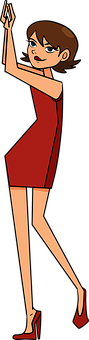 Animated Womanin Red Dress PNG with transparent background