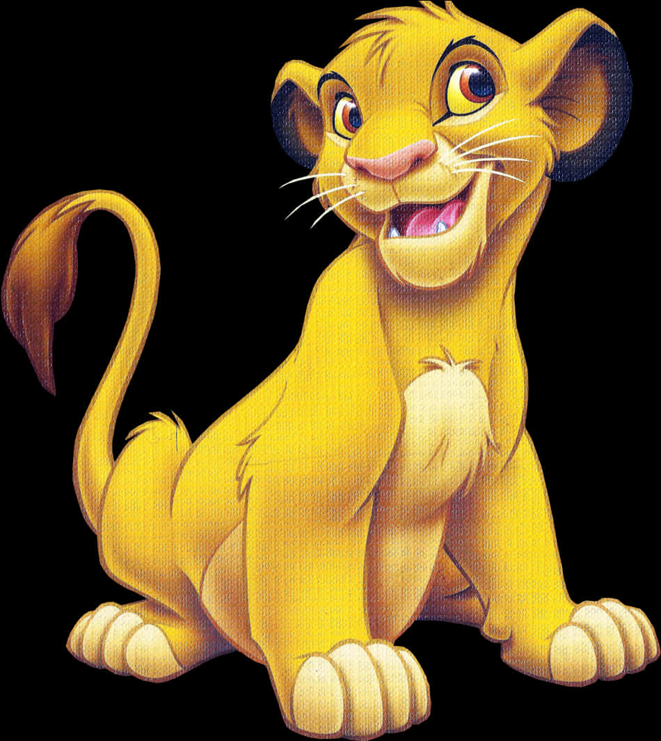 Animated Young Lion Cub Smiling PNG with transparent background