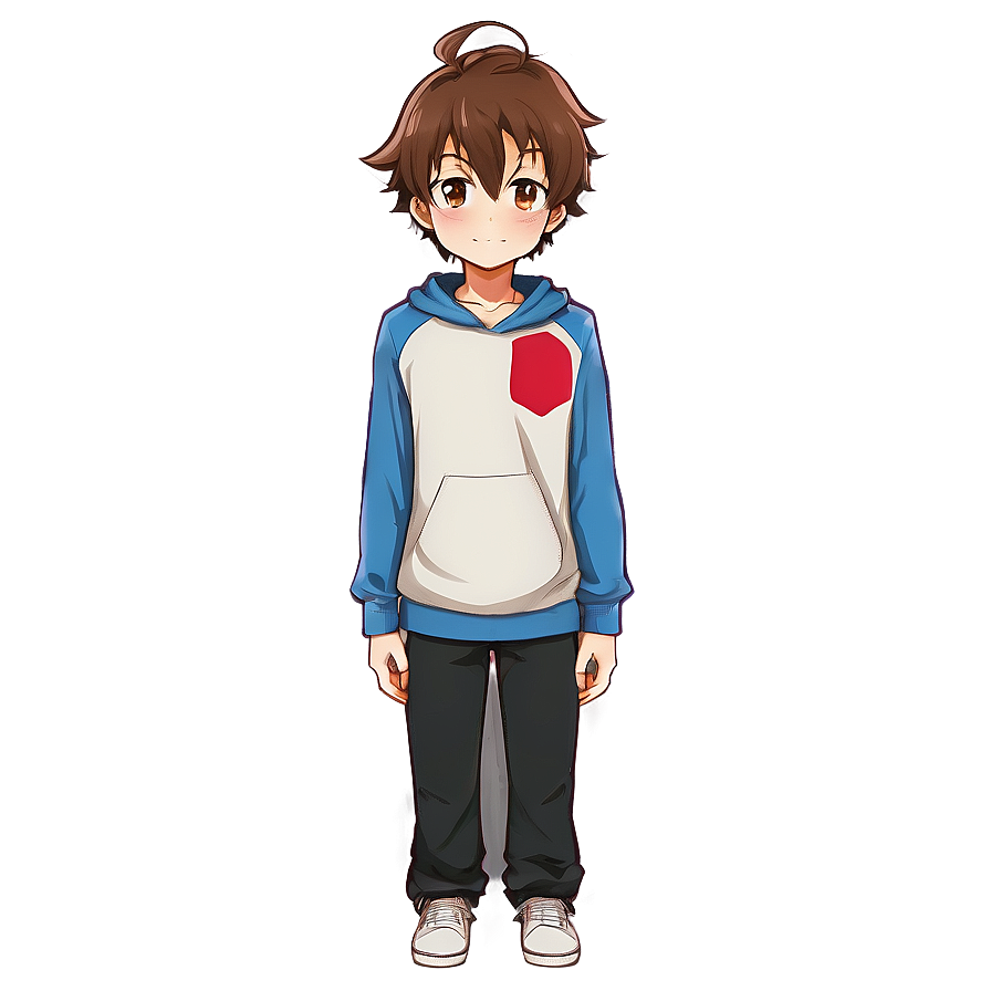 Anime Boy with Brown Hair PNG vbg95 PNG image with a transparent background, free high-resolution download