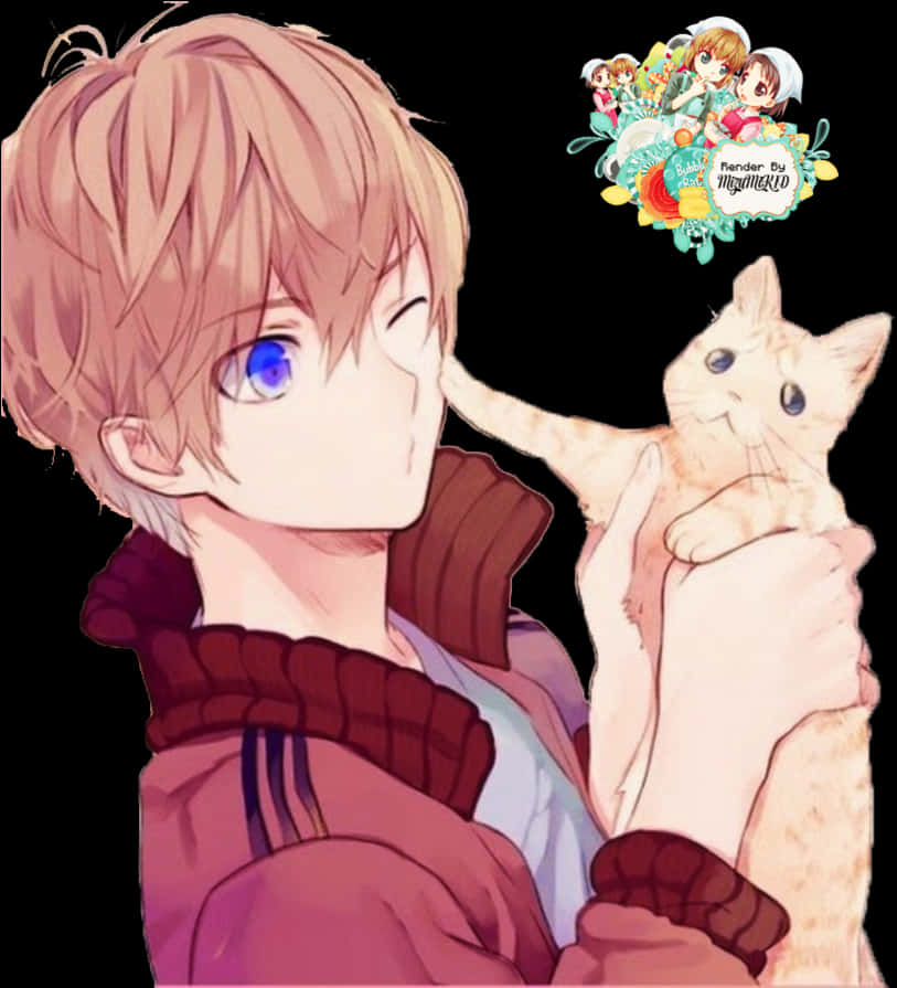 Anime Boy With Cat