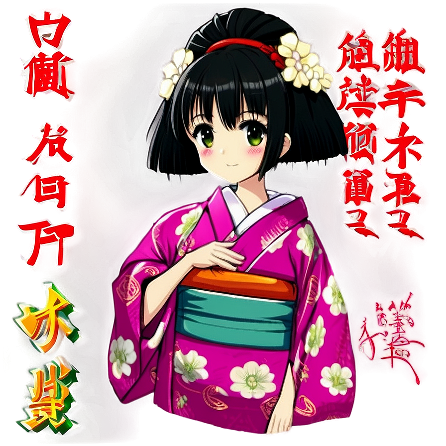 Anime Character In Kimono Png 63