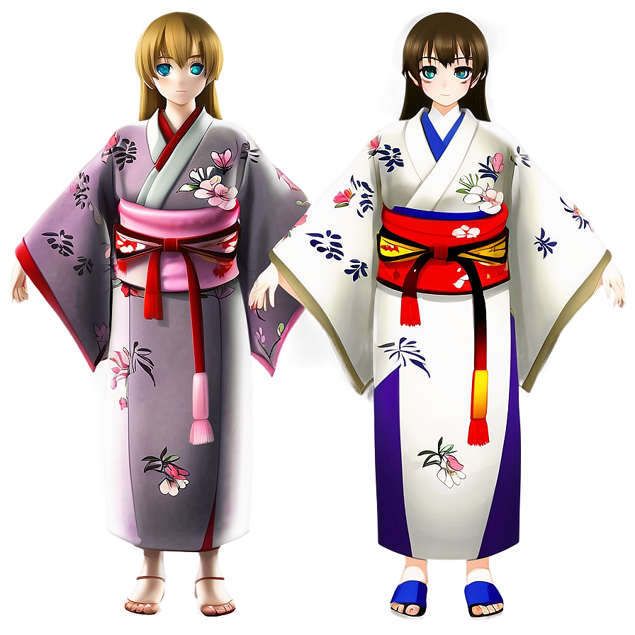 Anime Character In Kimono Png Qmr