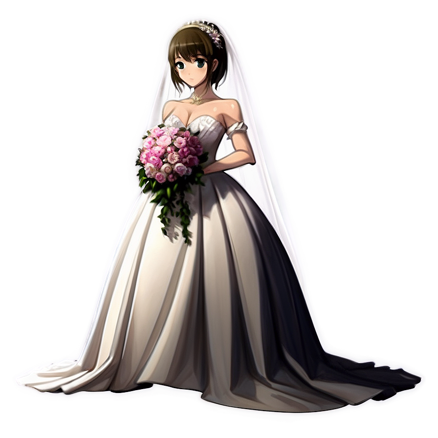 Anime Character In Wedding Dress Png Hll10