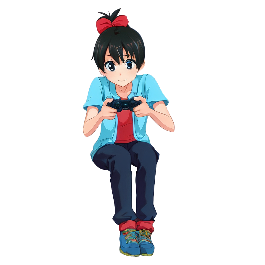 Anime Character Playing Video Games Png Uhe