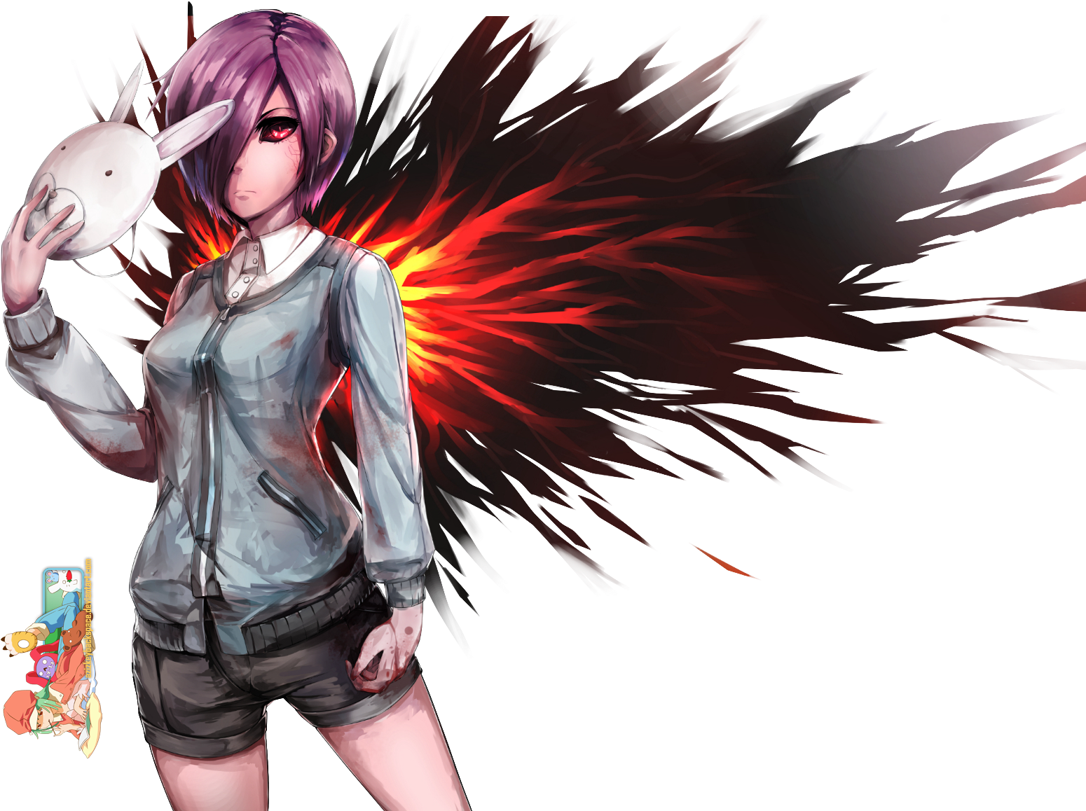 Anime Character With Maskand Dynamic Background PNG with transparent background