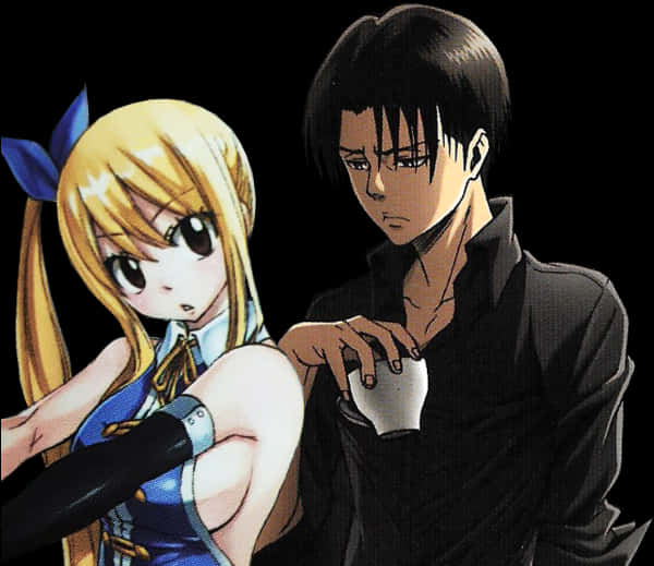Anime Characters Crossover Leviand Blonde Girl PNG with transparent background