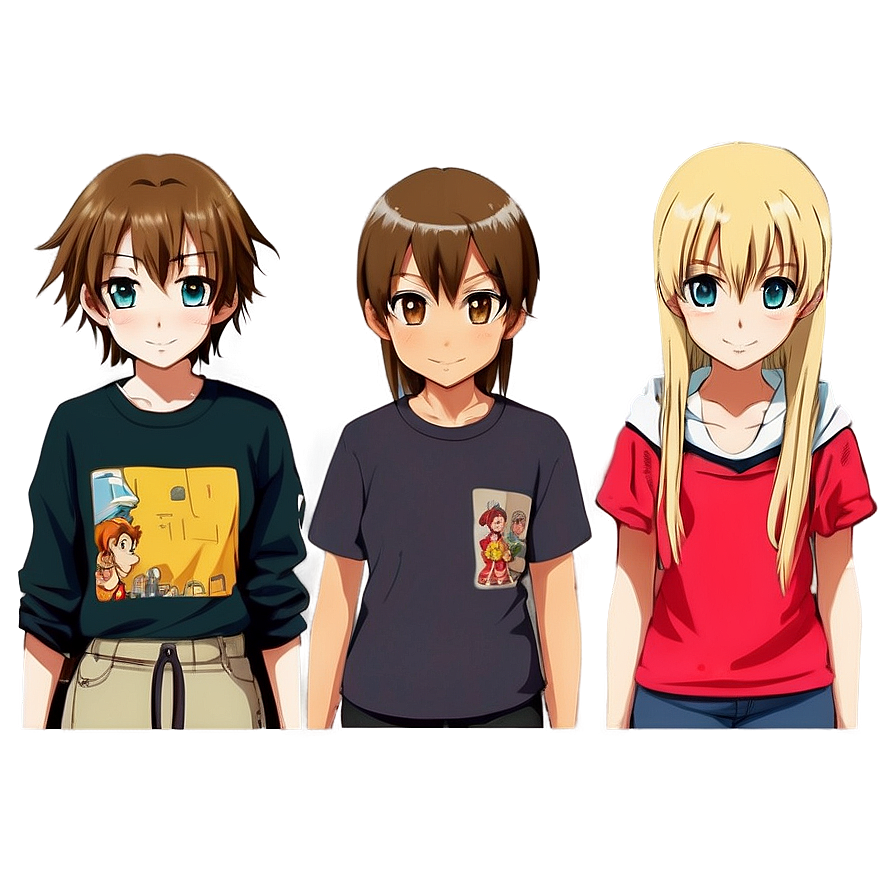 Anime Characters Graphic Tee Png Ljy