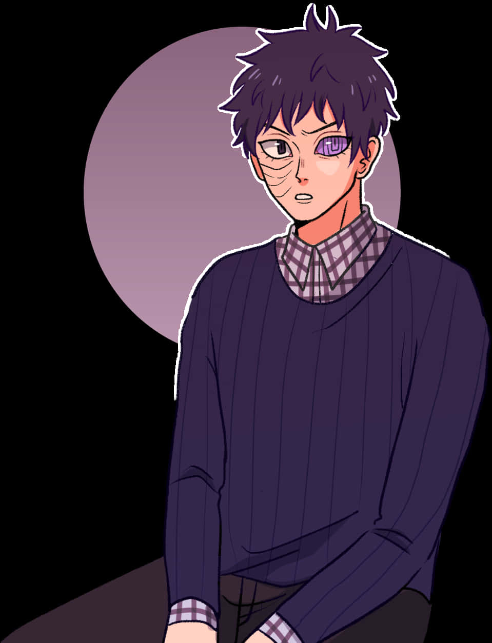 Anime Characterwith Glassesand Scarf PNG with transparent background