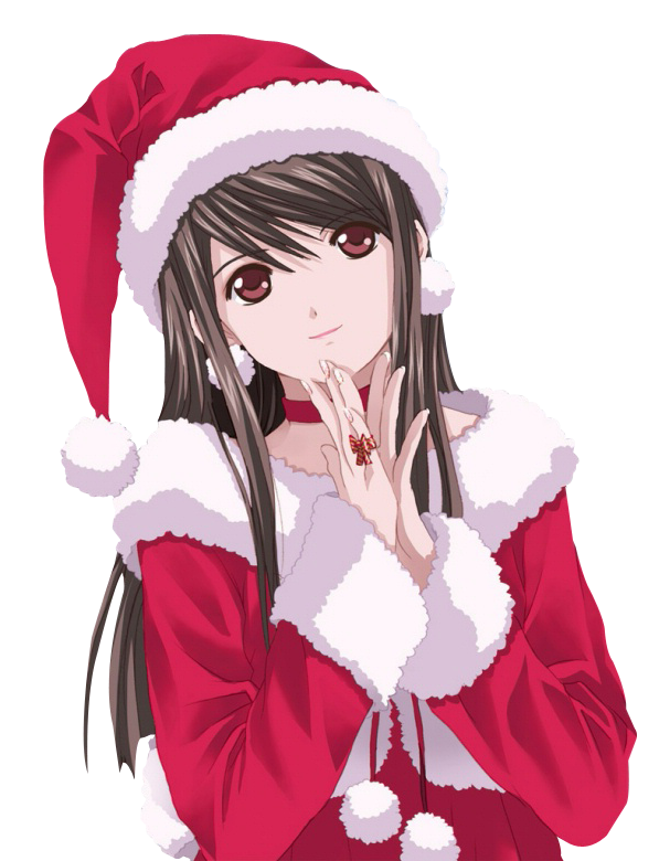 Anime Christmas Santa Costume Girl PNG with transparent background