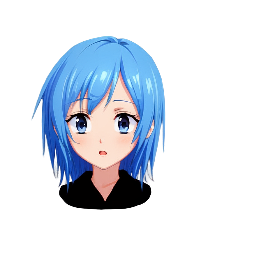 Anime Face With Blue Hair Png 06122024