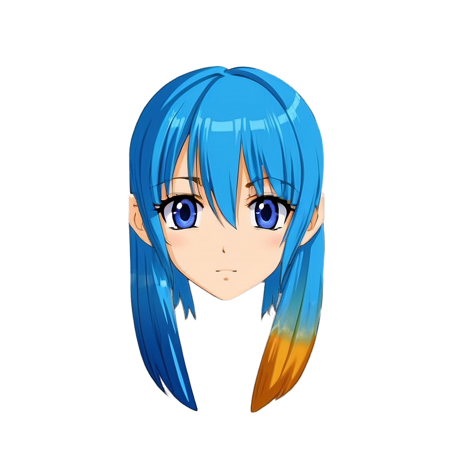 Anime Face With Blue Hair Png Wux13