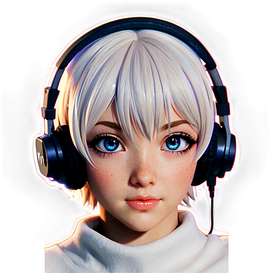 Anime Face With Headphones Png 5