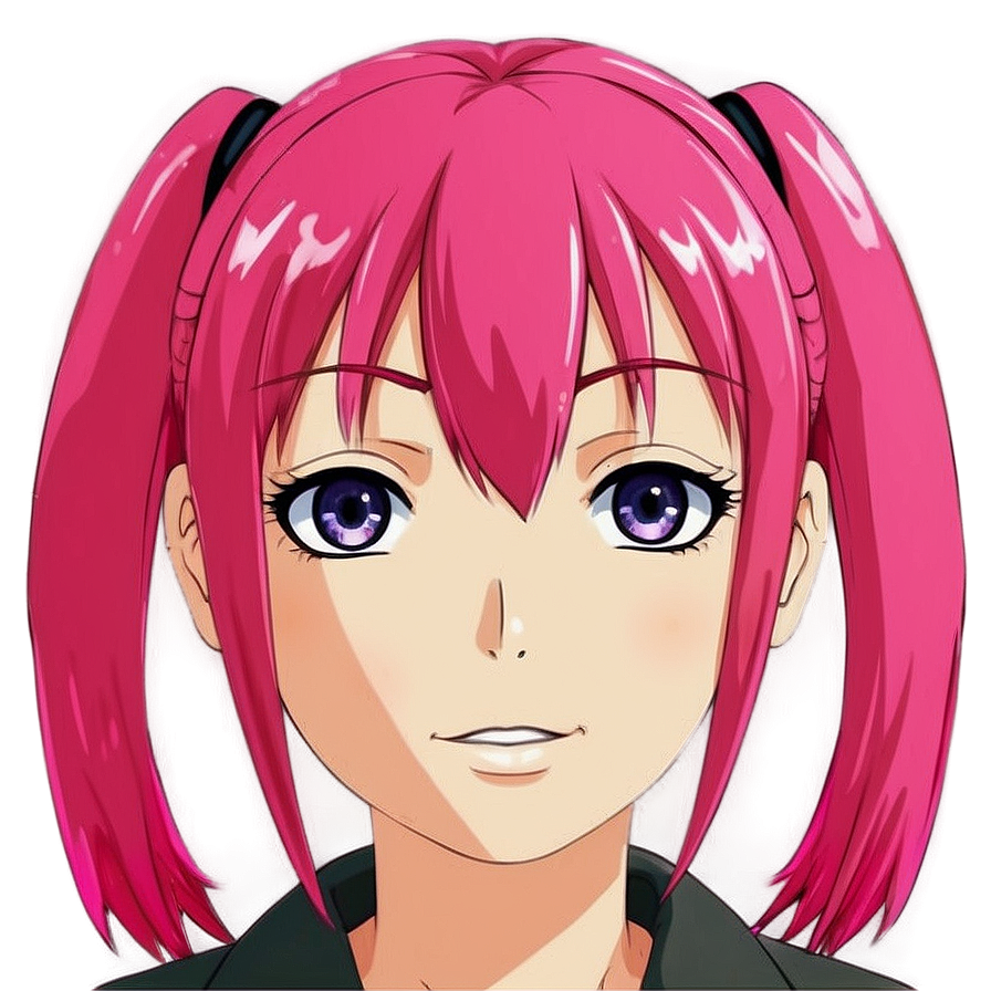 Anime Face With Pink Hair Png Xgk46