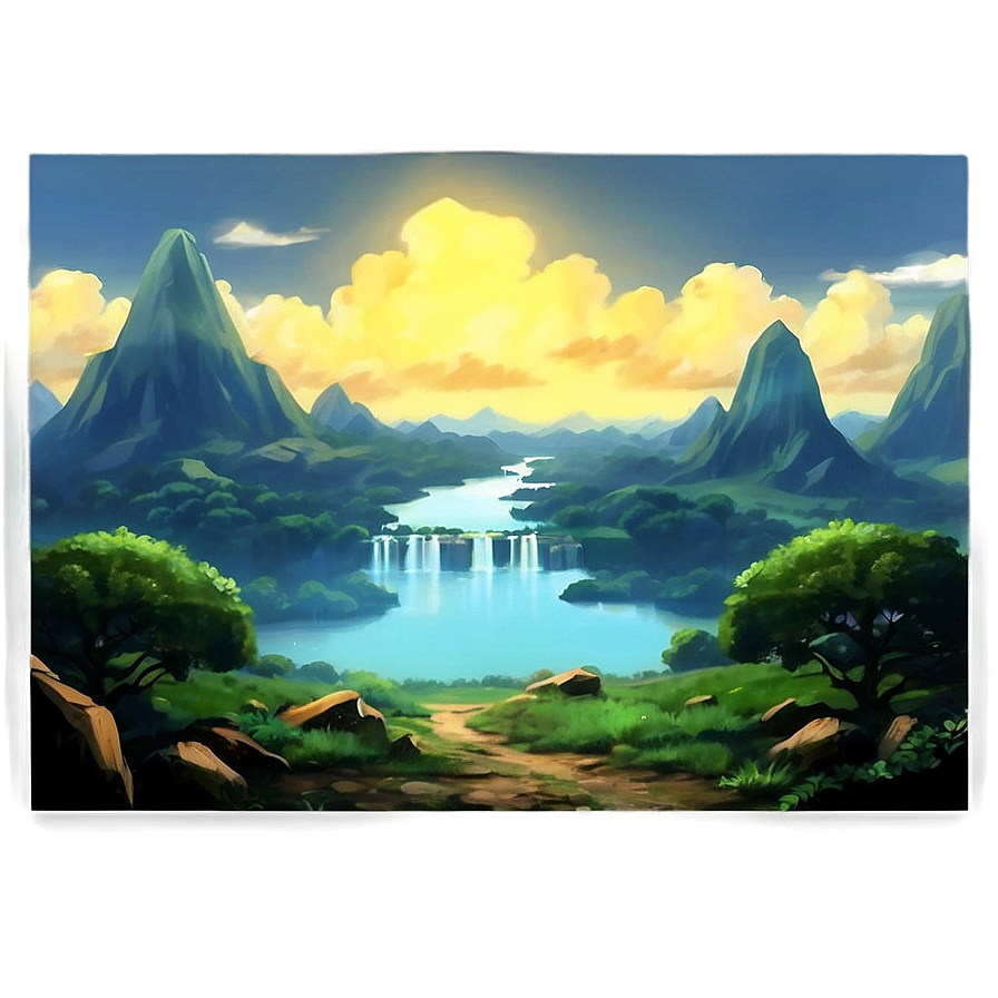 Anime Fantasy Landscape PNG 05032024 PNG with transparent background