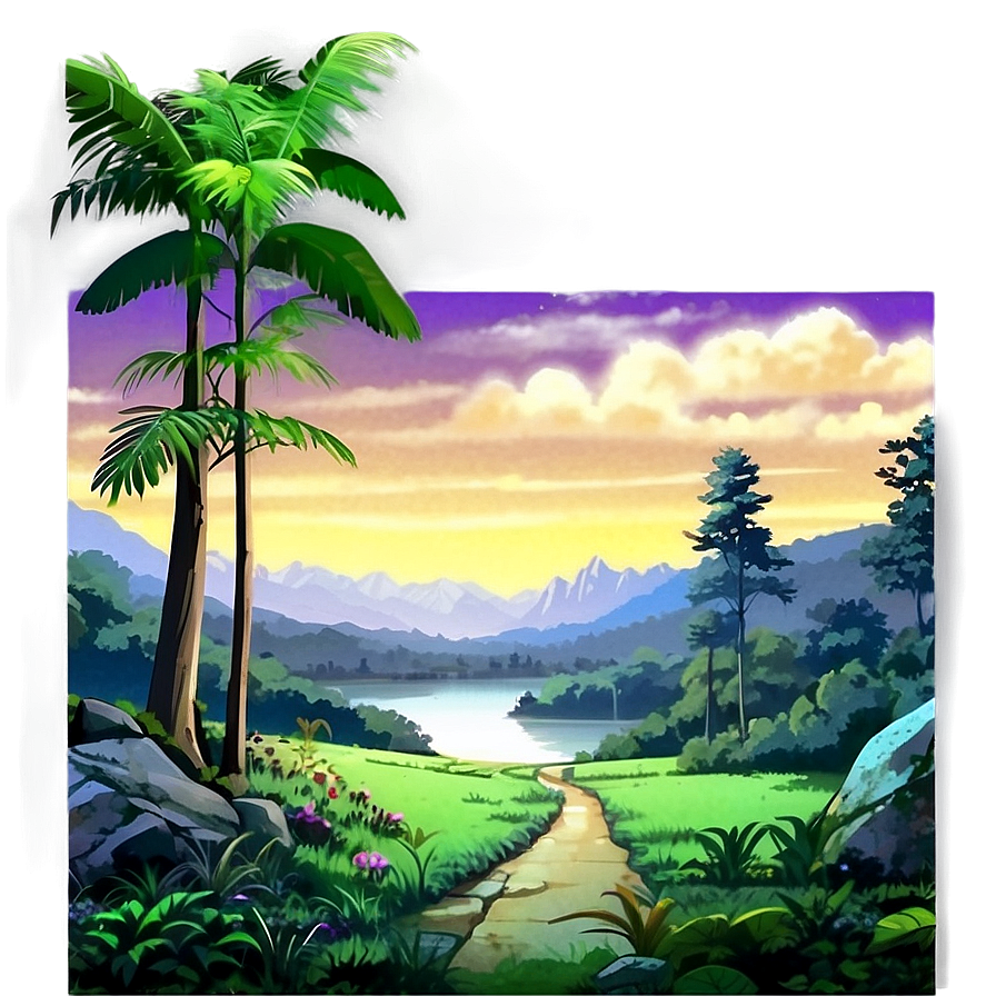 Anime Fantasy Landscape PNG wwo PNG with transparent background