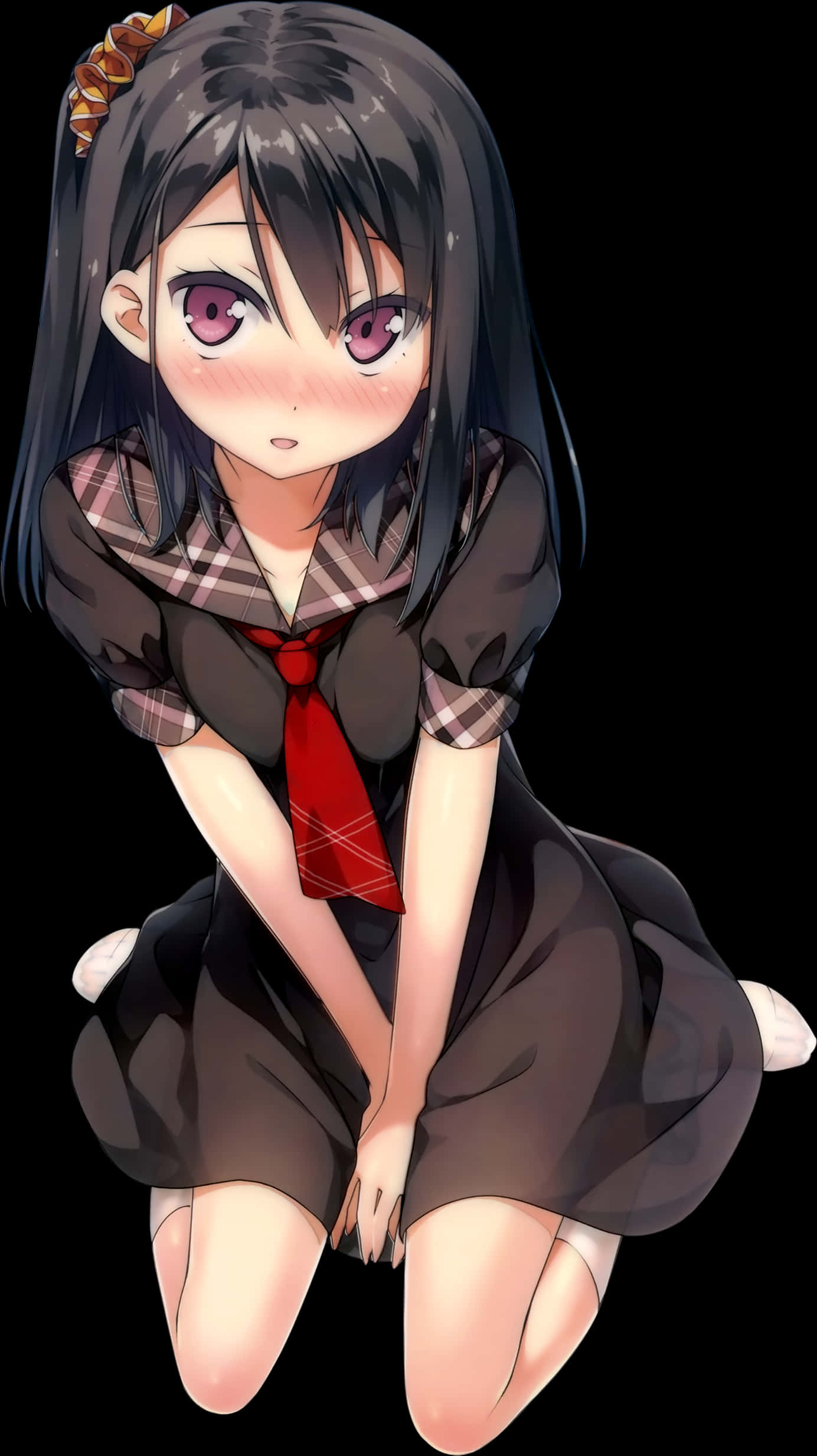 Anime Girls, Blushing, Dark Hair, Render, Kantoku - Anime Girl Blushing Png, Transparent Png PNG image with a transparent background, free high-resolution download