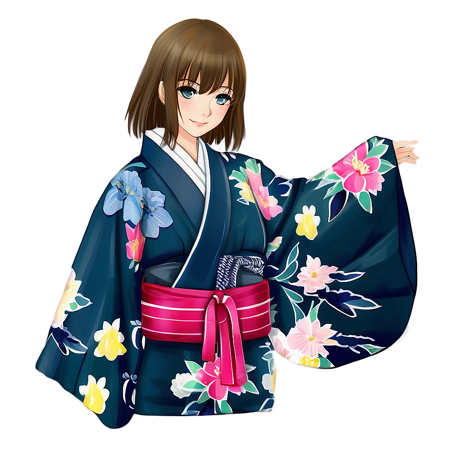 Anime Girl in Kimono PNG 48 PNG with transparent background