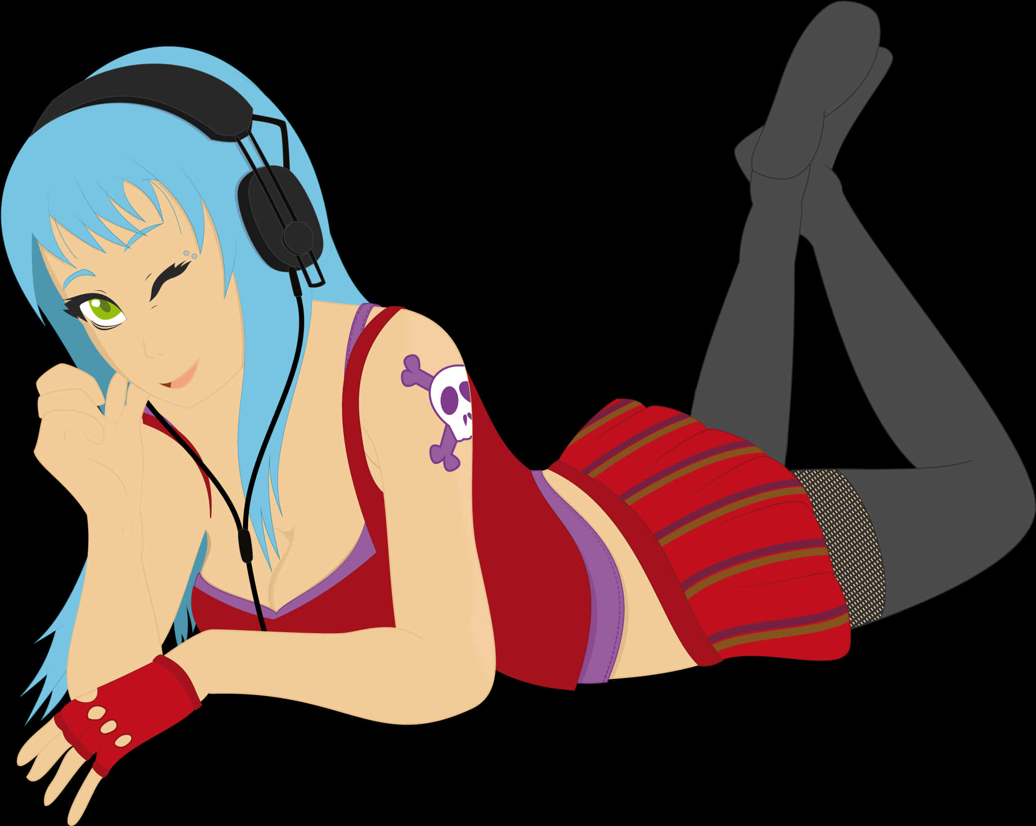 Anime Girl Listeningto Music