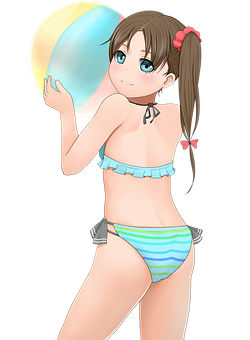 Anime Girl With Beach Ball