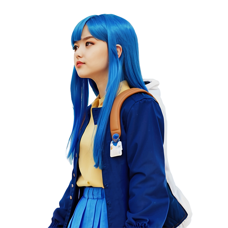 Anime Girl With Blue Hair Png 05032024