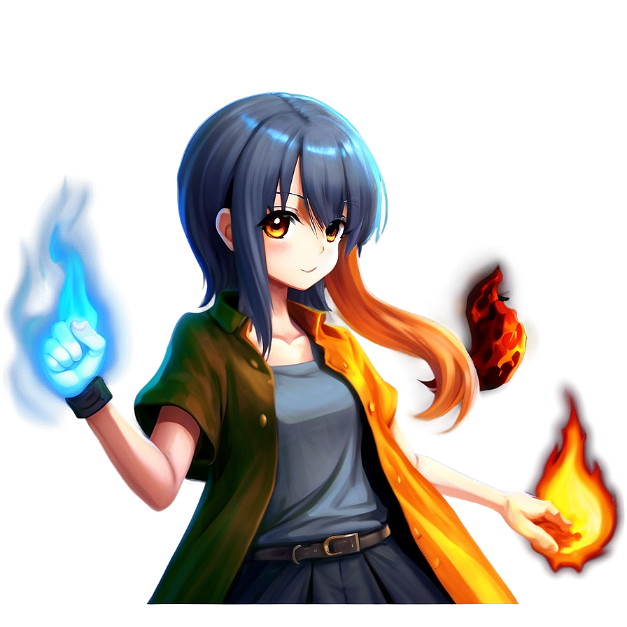 Anime Girl With Fire Powers Png 05032024