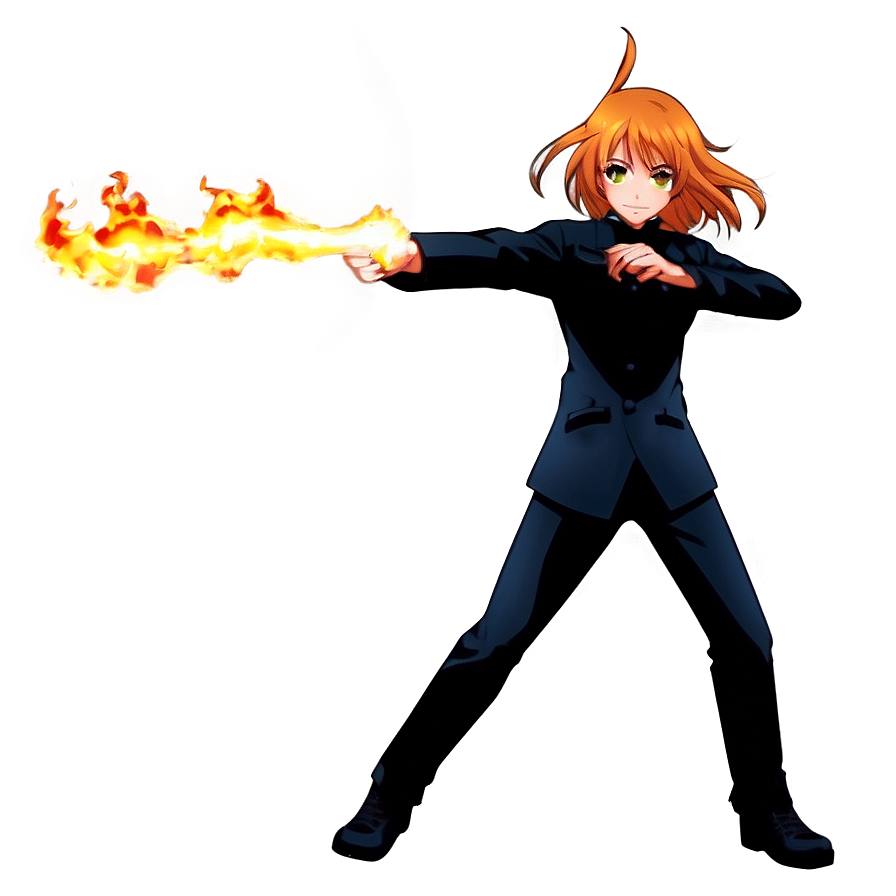 Anime Girl With Fire Powers Png Dvh44